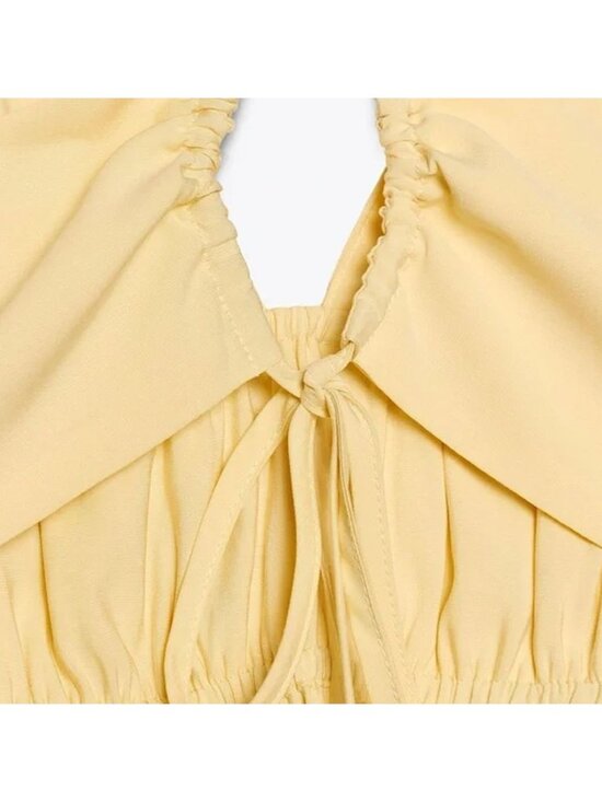 Zara Womens Sunny Flowy Spaghetti Strap Maxi Dress Size Medium Yellow SP NWT - Picture 10 of 12